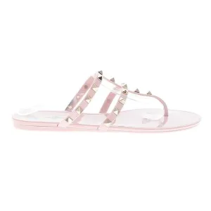 VALENTINO GARAVANI Rockstud Jelly Studded Caged Thong Sandals Pink Size 39
