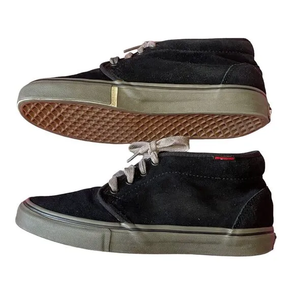 Vans Black Suede Chukka Pro Classic Skateboarding Shoes, size 8