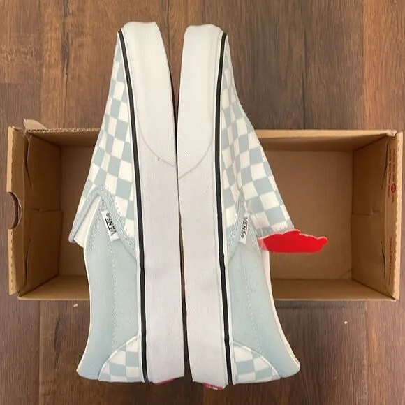 VANS CLASSIC CHECKBOARD BABY BLUE WOMEN SIZE 7.5