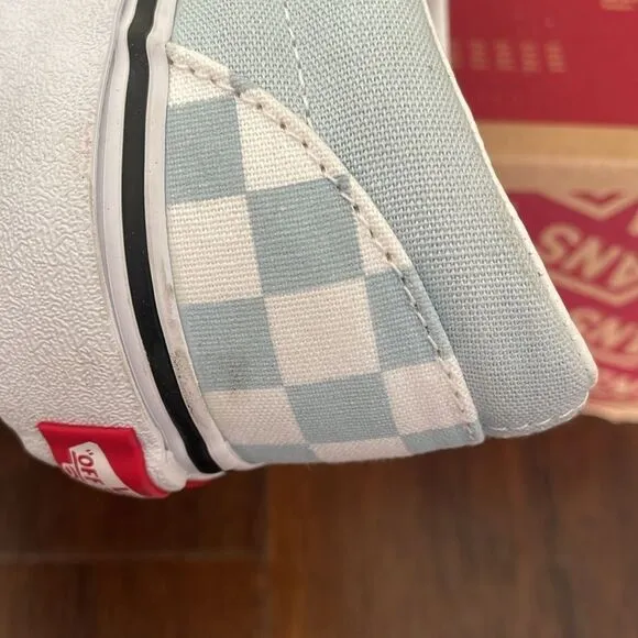 VANS CLASSIC CHECKBOARD BABY BLUE WOMEN SIZE 7.5