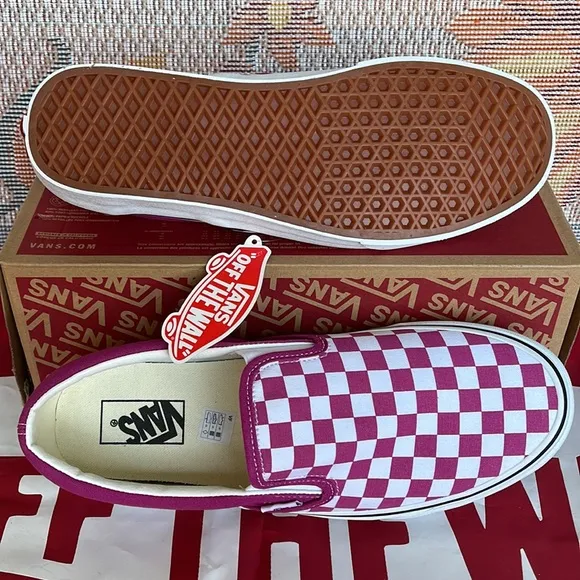 Vans Classic Slip-0n(Checkerboard) Fuchsia Re VN000XG8AZYMen’s Sneakers