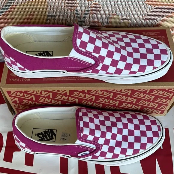 Vans Classic Slip-0n(Checkerboard) Fuchsia Re VN000XG8AZYMen’s Sneakers
