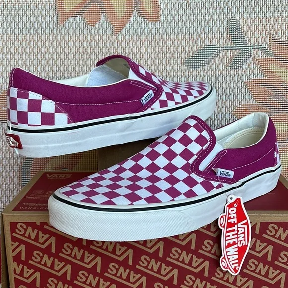 Vans Classic Slip-0n(Checkerboard) Fuchsia Re VN000XG8AZYMen’s Sneakers