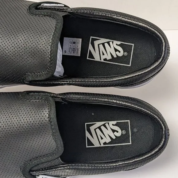 Vans Classic Slip-On Shoes, Black Perf Leather, Men’s 6.5