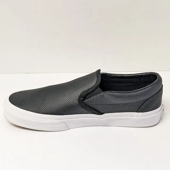 Vans Classic Slip-On Shoes, Black Perf Leather, Men’s 6.5