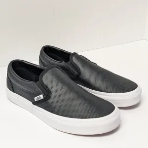 Vans Classic Slip-On Shoes, Black Perf Leather, Men’s 6.5