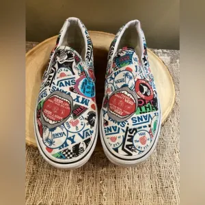 Vans Classic Slip-On Sticker Mash Up Mens 9.5 Skateboard Shoes women’s 11