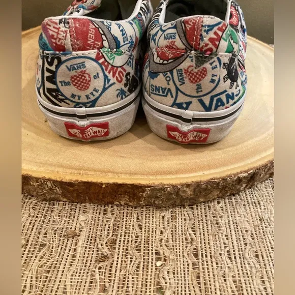 Vans Classic Slip-On Sticker Mash Up Mens 9.5 Skateboard Shoes women’s 11