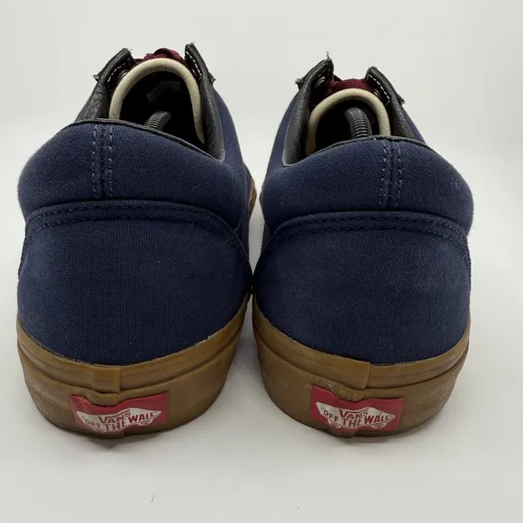 Vans Customs Old Skool Mens 12 Blue Black Gum Burgundy Skateboard Lace Sneakers