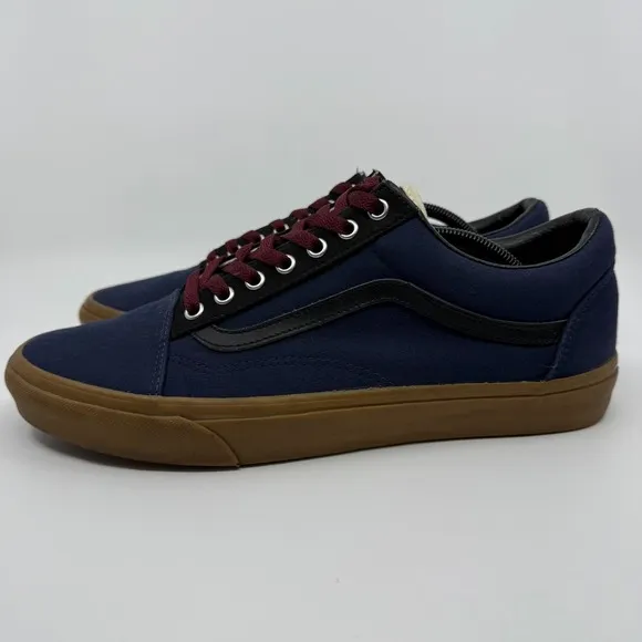 Vans Customs Old Skool Mens 12 Blue Black Gum Burgundy Skateboard Lace Sneakers