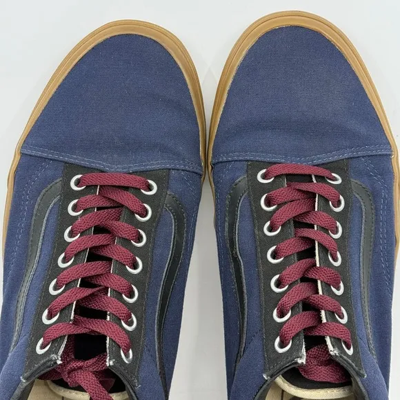 Vans Customs Old Skool Mens 12 Blue Black Gum Burgundy Skateboard Lace Sneakers