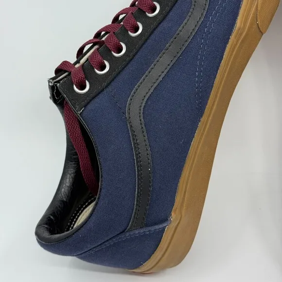 Vans Customs Old Skool Mens 12 Blue Black Gum Burgundy Skateboard Lace Sneakers