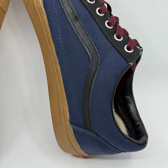 Vans Customs Old Skool Mens 12 Blue Black Gum Burgundy Skateboard Lace Sneakers