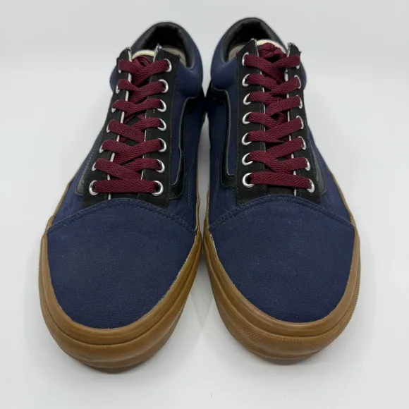 Vans Customs Old Skool Mens 12 Blue Black Gum Burgundy Skateboard Lace Sneakers