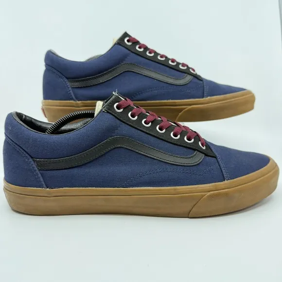 Vans Customs Old Skool Mens 12 Blue Black Gum Burgundy Skateboard Lace Sneakers