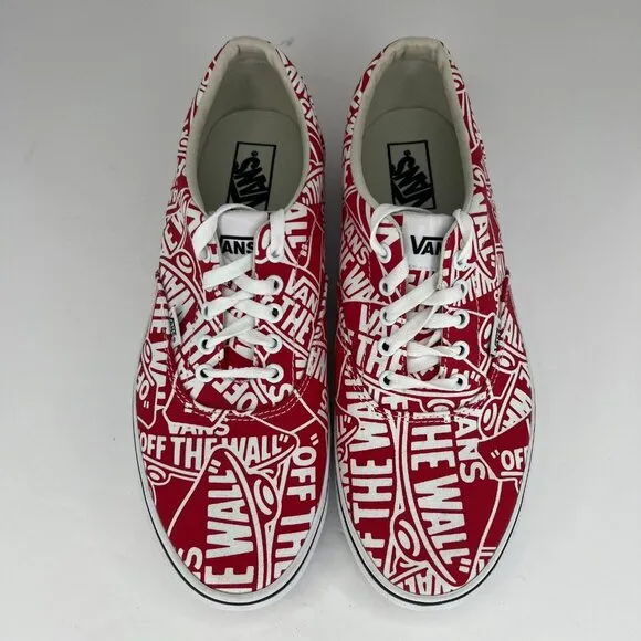 Vans Mens 721356 Red Doheny Otw Logo All Over Print Size 11.5 Skateboard Shoes