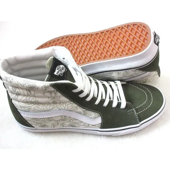 Vans Men's Sk8-Hi Desert Skulls Grape Leaf Green White Skate shoes Sizes NIB