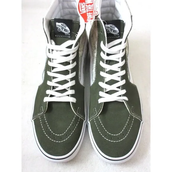 Vans Men's Sk8-Hi Desert Skulls Grape Leaf Green White Skate shoes Sizes NIB