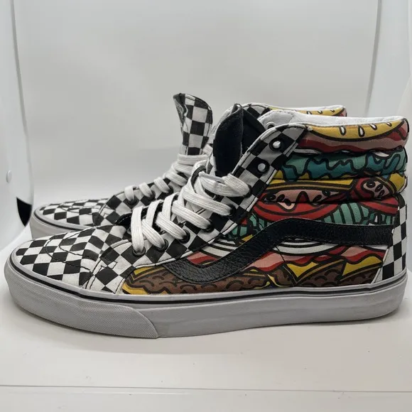 Vans Off The Wall SK8-Hi Hamburger Skateboard Shoes Men's Size 12