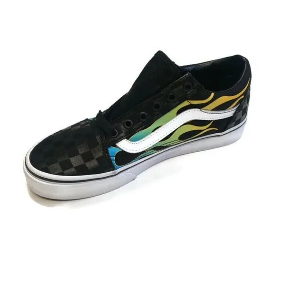 Vans OFF THE WALL Skateboard Shoes 721454 Old Skool Flame Boys Size 5 Womens 6.5