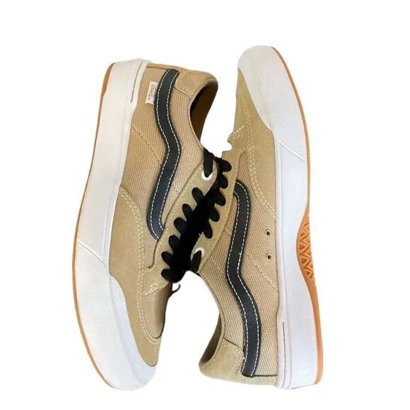 Vans Off The Wall Tan Lace Up Black Berle Pro Skateboard Shoes Size 9