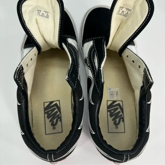 Vans Old Skool Flame Shoes Black White Lace Up Mens 5.5 Womens 7
