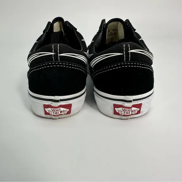 Vans Old Skool Flame Shoes Black White Lace Up Mens 5.5 Womens 7