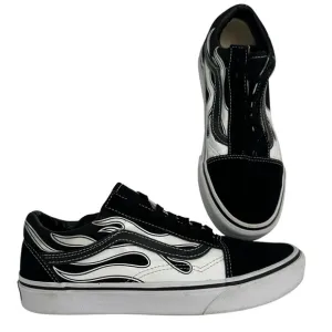 Vans Old Skool Flame Shoes Black White Lace Up Mens 5.5 Womens 7