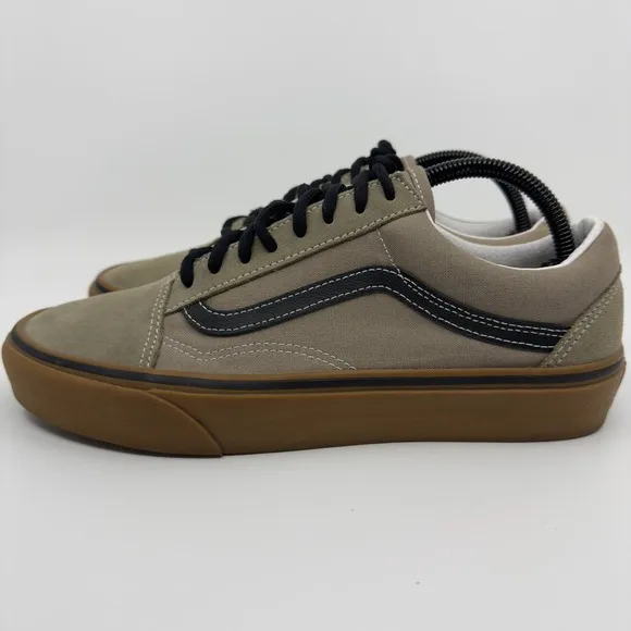 Vans Old Skool Low Skateboard Sneakers Mens 9 Brown Black Gum Lace Up Shoes