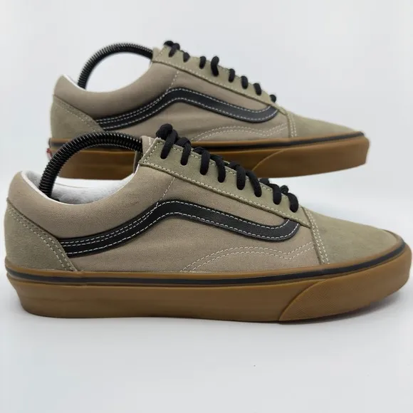 Vans Old Skool Low Skateboard Sneakers Mens 9 Brown Black Gum Lace Up Shoes
