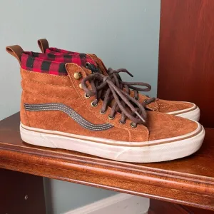 Vans Old Skool Mid Flannel Lined Skateboard Shoes Brown Suede M 8.5 | W 10