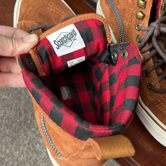 Vans Old Skool Mid Flannel Lined Skateboard Shoes Brown Suede M 8.5 | W 10
