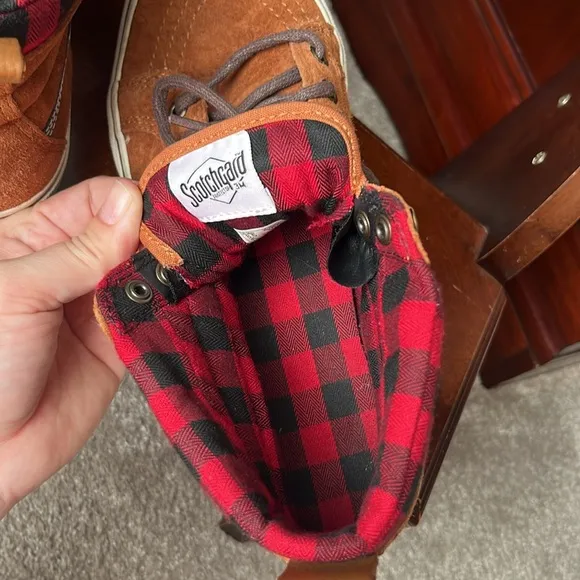 Vans Old Skool Mid Flannel Lined Skateboard Shoes Brown Suede M 8.5 | W 10