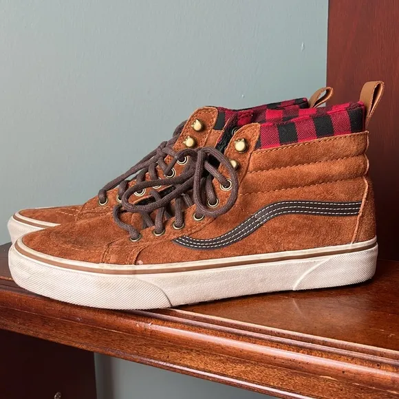Vans Old Skool Mid Flannel Lined Skateboard Shoes Brown Suede M 8.5 | W 10
