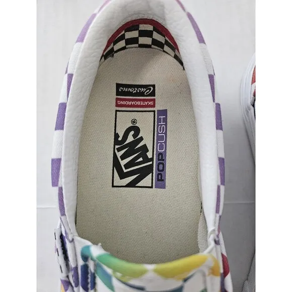 Vans Rainbow Checker SKATEboard Classics CUSTOMS Duracap Popcush M 5.5 W 7.5