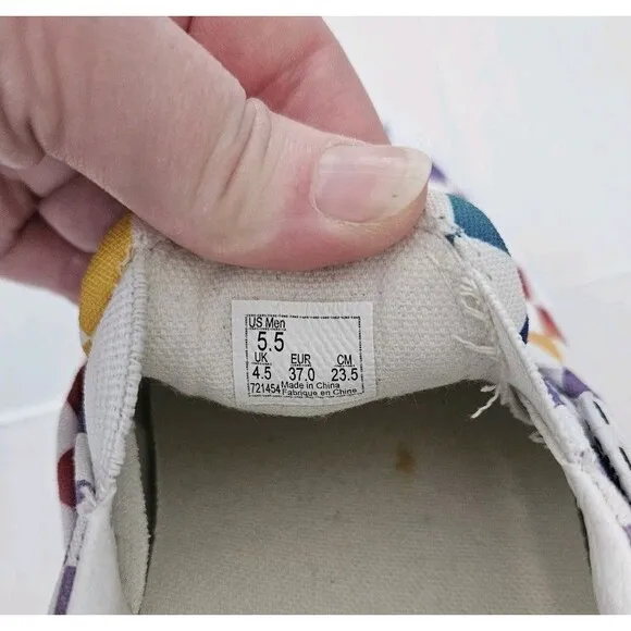 Vans Rainbow Checker SKATEboard Classics CUSTOMS Duracap Popcush M 5.5 W 7.5