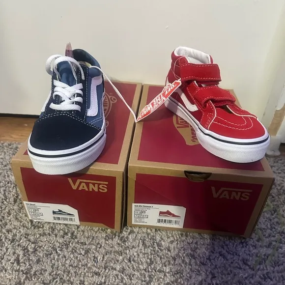 Vans Red and Blue Sneakers Classic Style