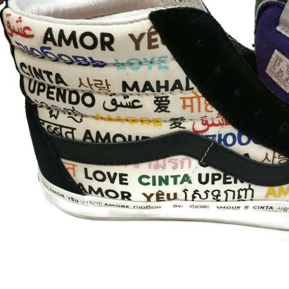 Vans Size Mens 8.5 Womens 10 OFF THE WALL Skateboard Shoes 721545 LOVE AMOR
