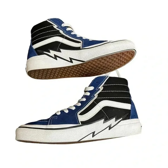 VANS SK8-HI Bolt Hi Tops Skateboard Sneaker Blue Black White Suede Unisex