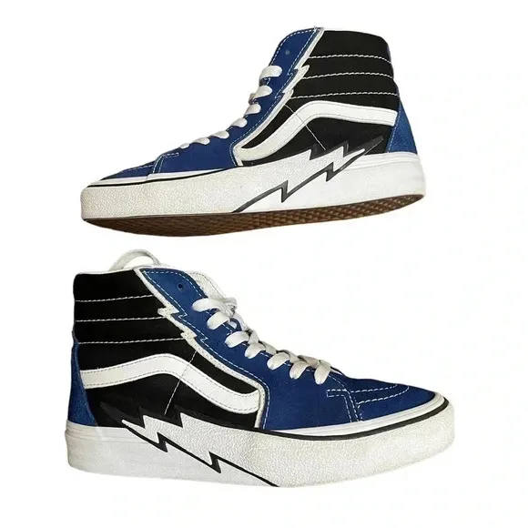 VANS SK8-HI Bolt Hi Tops Skateboard Sneaker Blue Black White Suede Unisex