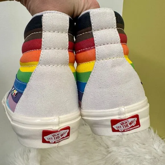 VANS Sk8-Hi Pro Pride Skateboarding High Top Shoes Rainbow Mens Sz 11 Popcush
