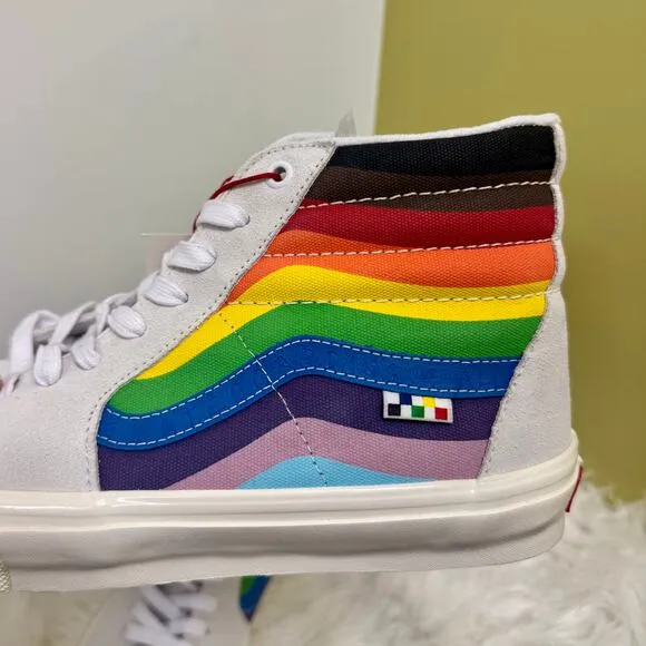 VANS Sk8-Hi Pro Pride Skateboarding High Top Shoes Rainbow Mens Sz 11 Popcush