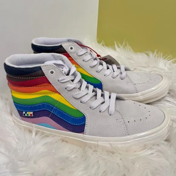 VANS Sk8-Hi Pro Pride Skateboarding High Top Shoes Rainbow Mens Sz 11 Popcush