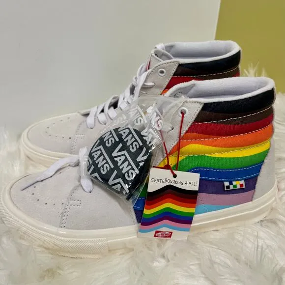 VANS Sk8-Hi Pro Pride Skateboarding High Top Shoes Rainbow Mens Sz 11 Popcush