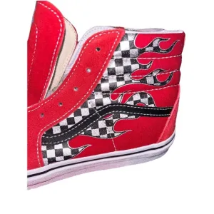 Vans SK8-Hi reflect check flame racin skateboard shoes sneakers Jr's Size 7 NIB