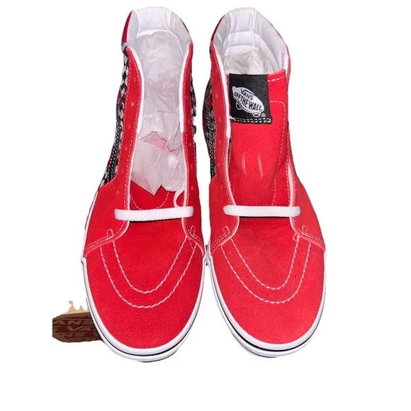 Vans SK8-Hi reflect check flame racin skateboard shoes sneakers Jr's Size 7 NIB