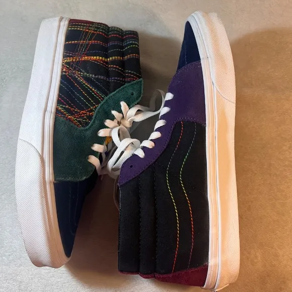 Vans Sk8-Mid Frenzy Dark Rainbow High Tops Skateboard Shoe Size 9 M / 10.5 W
