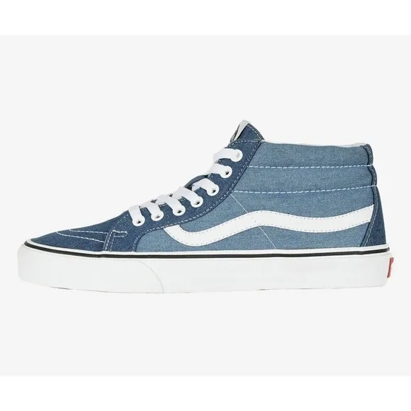 Vans SK8 Skateboard Mid Reissue Shoes Denim 2 Tone MENS 9.5 New Fast Ship