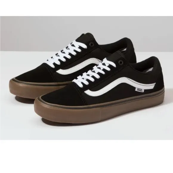 Vans Skate Old Skool Pro Suede Skateboard Shoes Black/Gum - M 6.5 - W 8