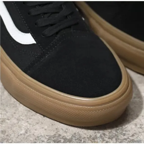 Vans Skate Old Skool Pro Suede Skateboard Shoes Black/Gum - M 6.5 - W 8
